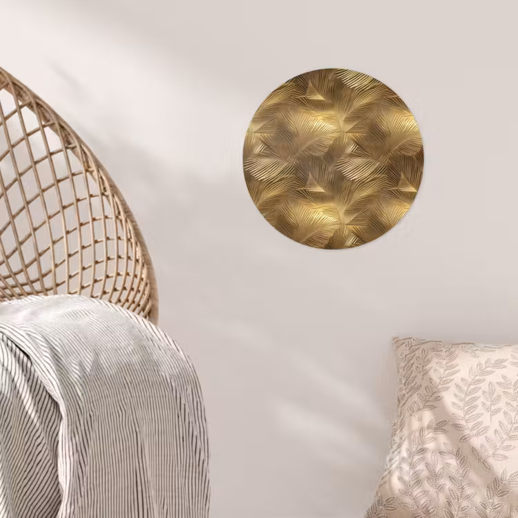 Palm - Waaier - Goud Wandcirkel behangsticker klein 186 -sfeer4