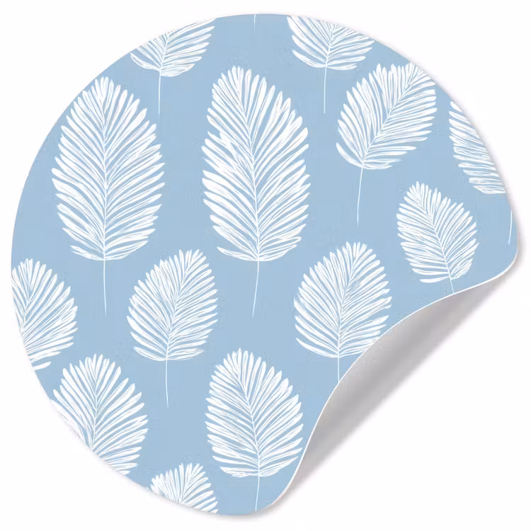 Palmbladeren - Naadloos - Patroon - Pastelblauw Wandcirkel behangsticker klein 186 -3d