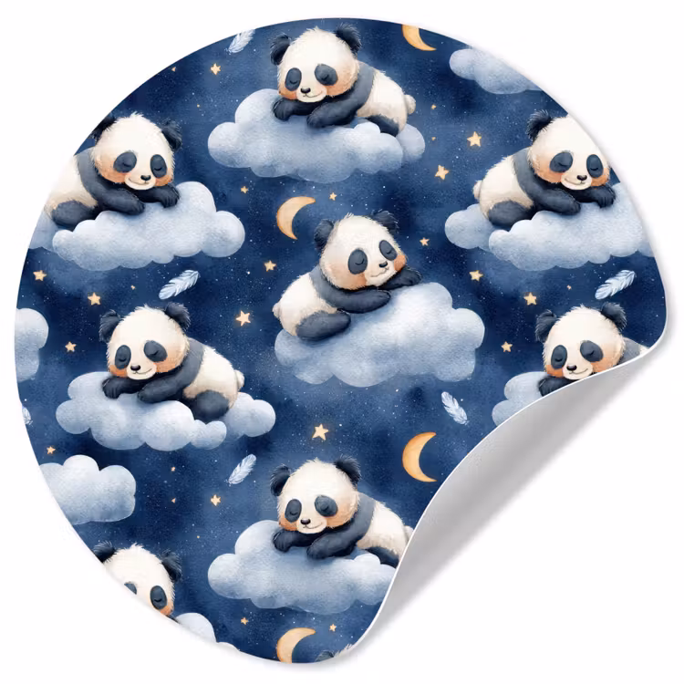 Panda's - Slapen - Blauw Wandcirkel behangsticker klein 186 -3d