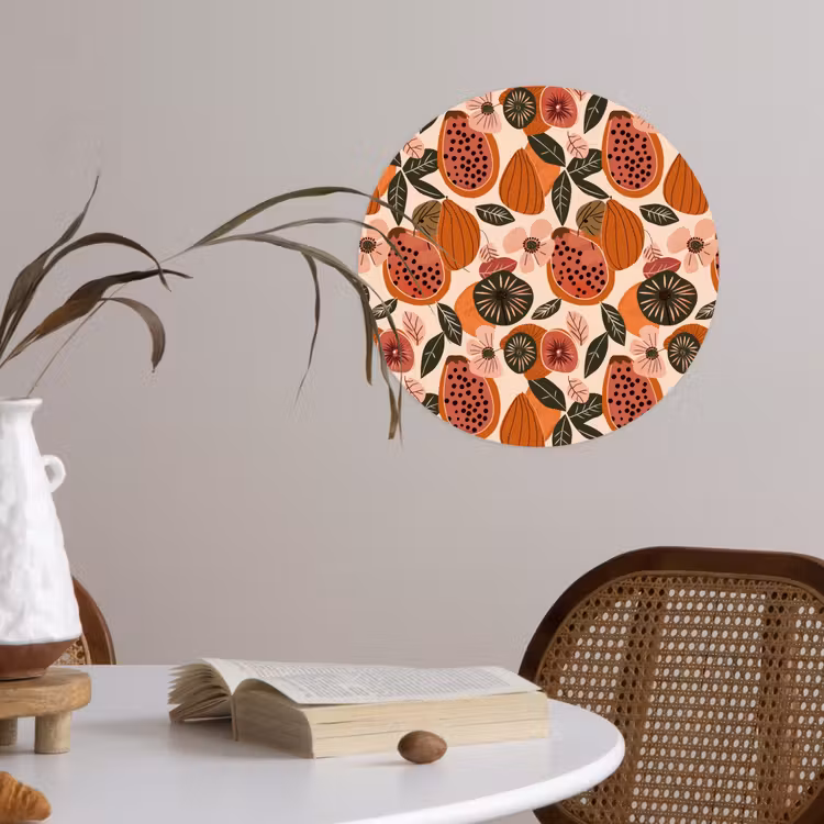 Papaja - Bloesem - Oranje Wandcirkel behangsticker klein 186 -sfeer3