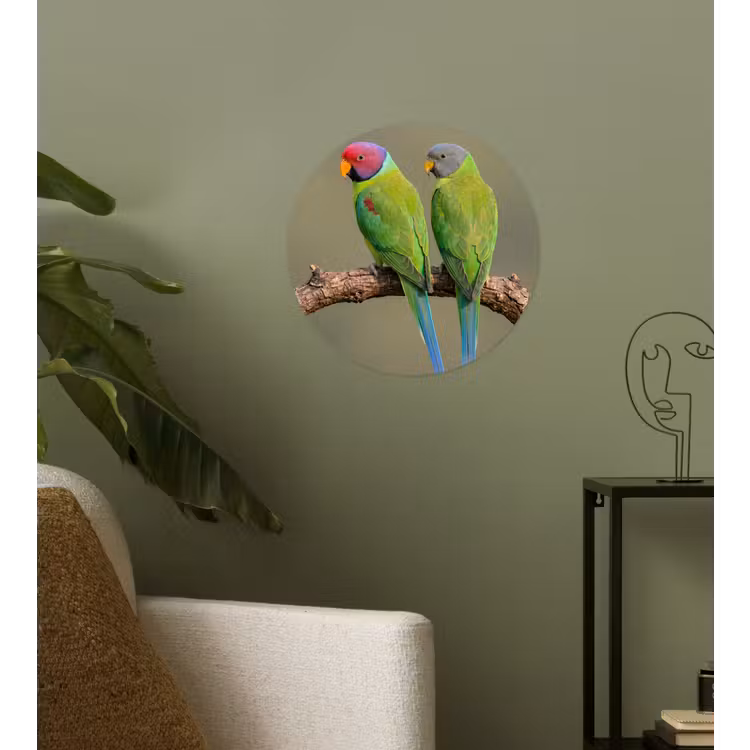 Papagaai - Tak - Natuur - Kleurrijk Wandcirkel behangsticker klein -sfeer2