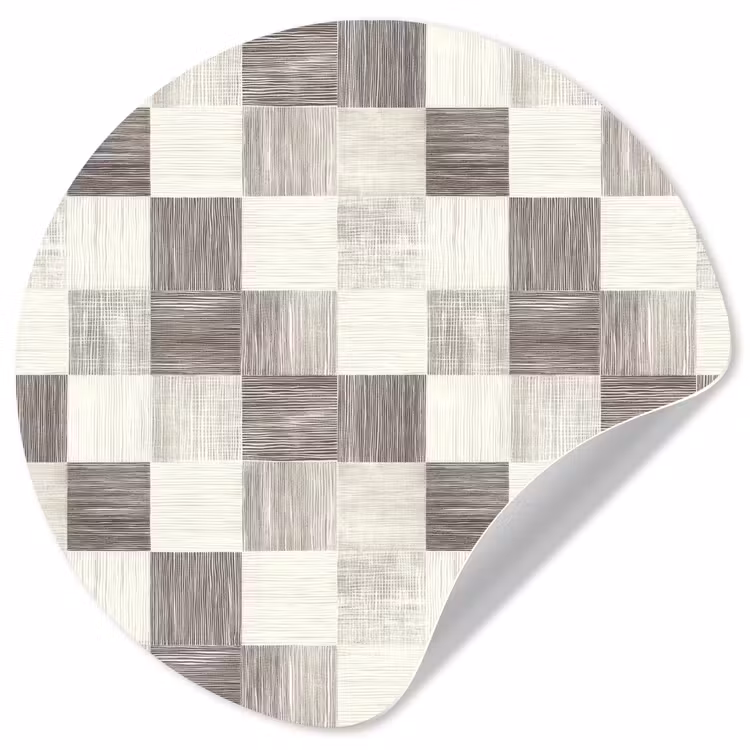 Patroon - Dambord - Houtnerf Wandcirkel behangsticker klein 186 -3d