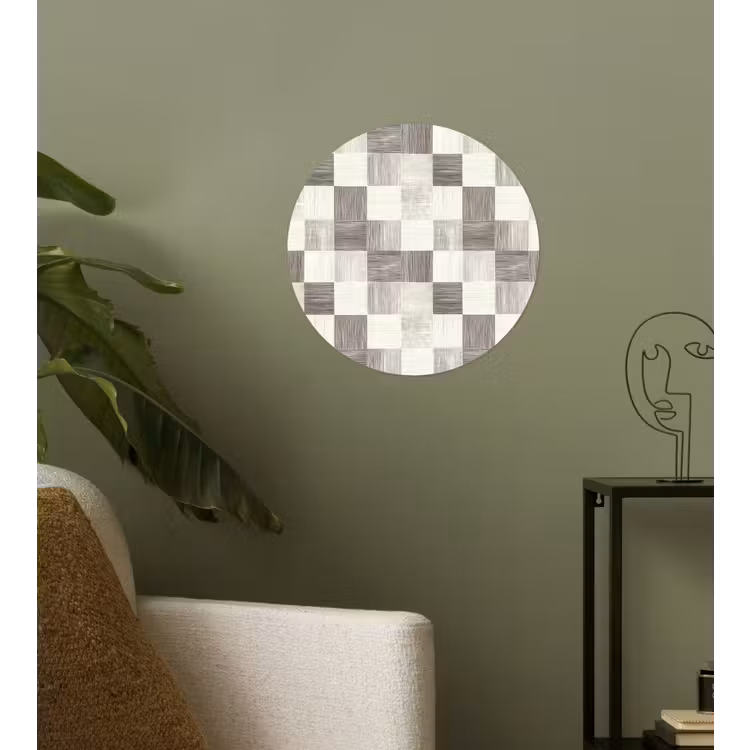Patroon - Dambord - Houtnerf Wandcirkel behangsticker klein 186 -sfeer2