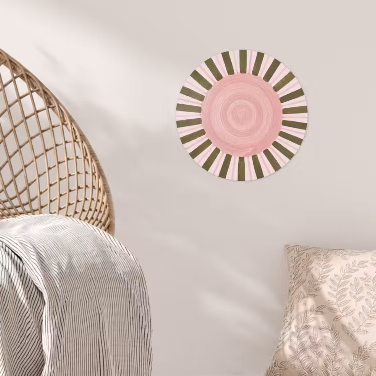Patroon - Cirkel - Stralen - Abstract - Roze Wandcirkel behangsticker klein -sfeer4