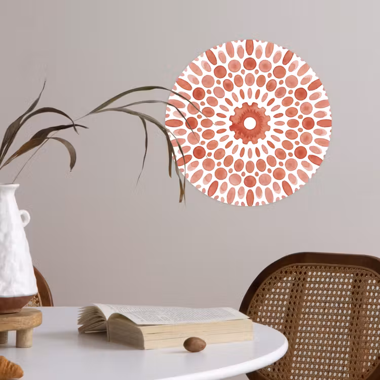 Patroon - Cirkels - Abstract - Modern - Rood Wandcirkel behangsticker klein -sfeer3