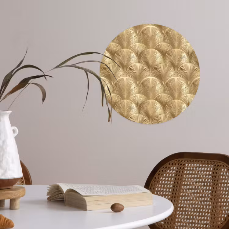 Patroon - Waaier -  Goud Wandcirkel behangsticker klein 186 -sfeer3