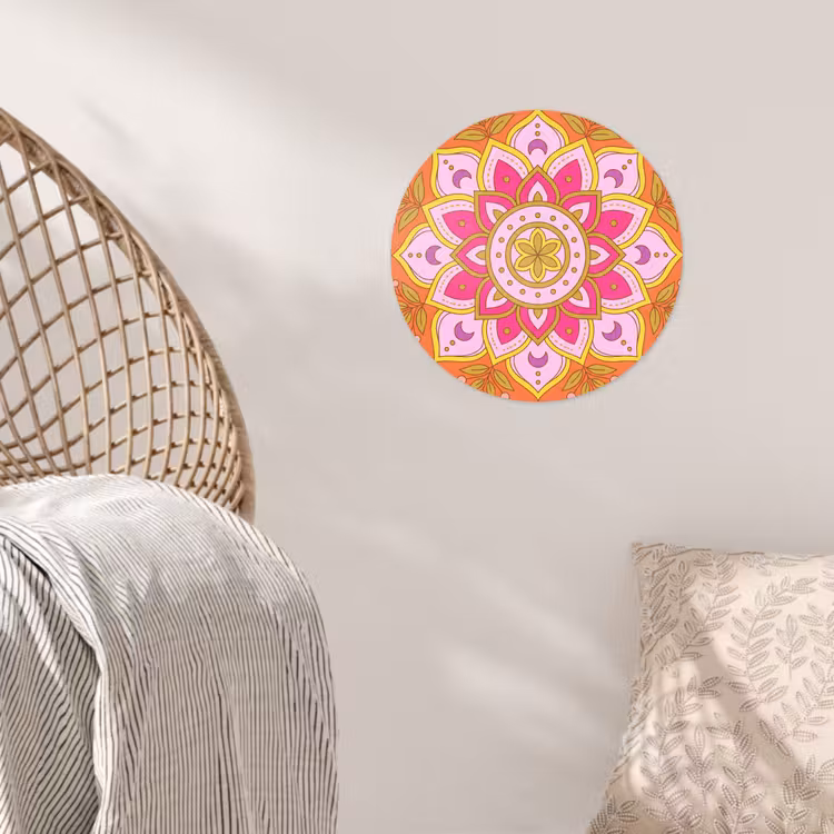 Patroon - Bloemmotief - Decoratie - Abstract - Roze Wandcirkel behangsticker klein -sfeer4