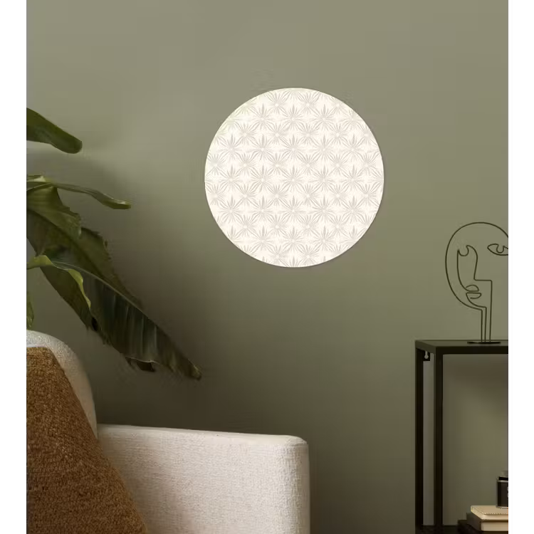 Patroon - Bloemen - Beige Wandcirkel behangsticker klein 186 -sfeer2