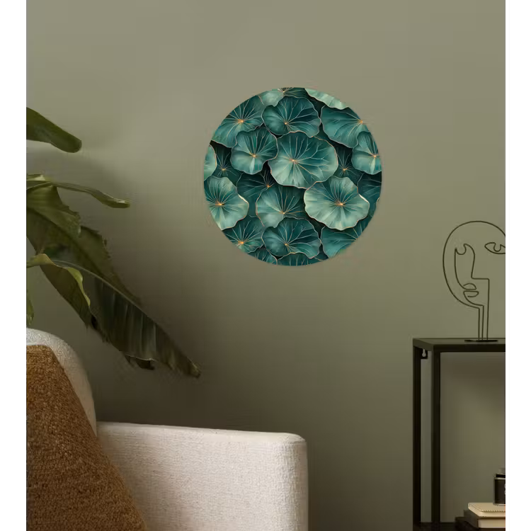 Patroon - Bladeren - Groen Wandcirkel behangsticker klein 186 -sfeer2