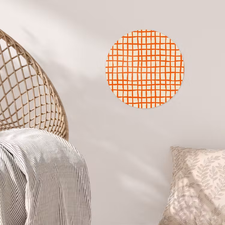 Patroon - Lijnen - Oranje Wandcirkel behangsticker klein 186 -sfeer4