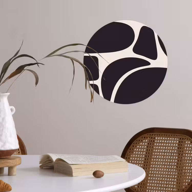 Wallpaper Circle - Pattern - Organic - Black - Patroon - Organisch - Zwart Wandcirkel behangsticker klein