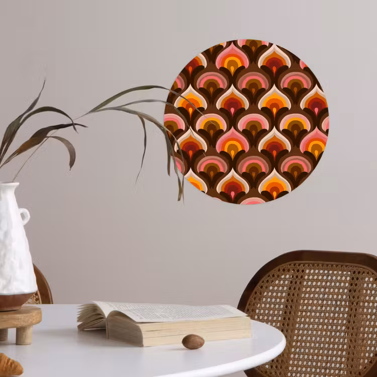 Patroon - Retro - Kleurrijk Wandcirkel behangsticker klein 186 -sfeer3