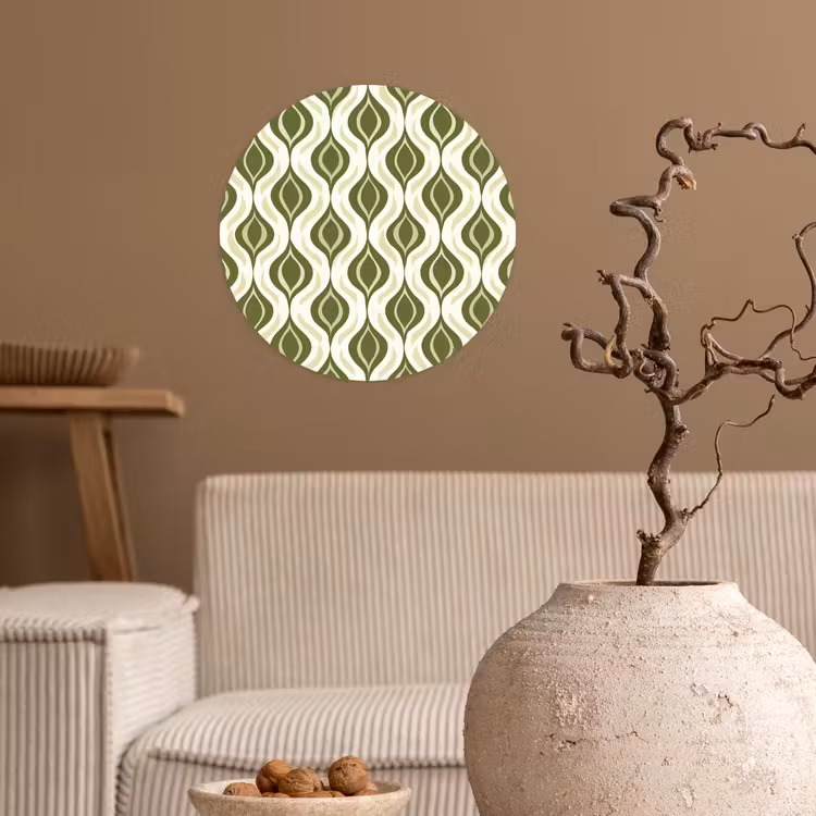 Patroon - Retro - Groen Wandcirkel behangsticker klein 186 -sfeer1
