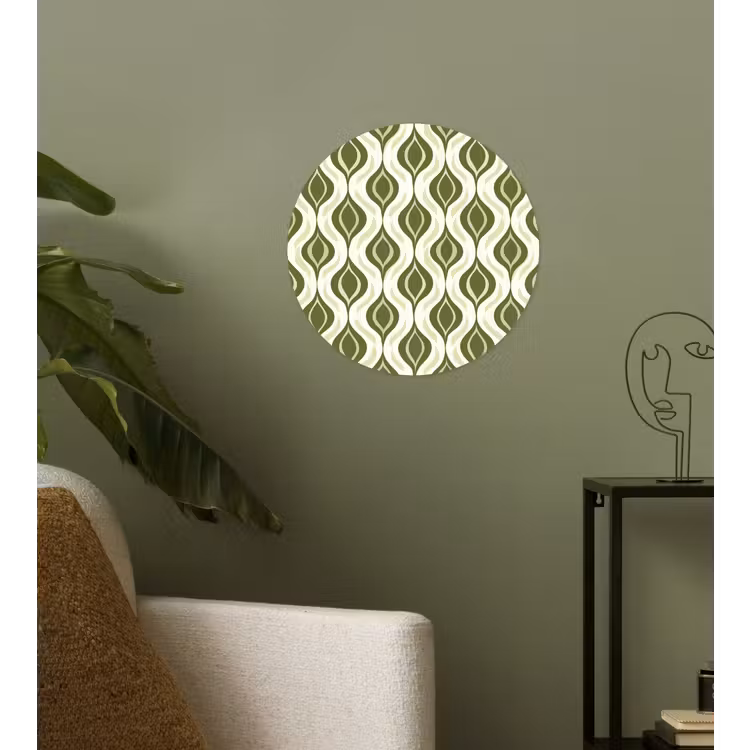 Patroon - Retro - Groen Wandcirkel behangsticker klein 186 -sfeer2