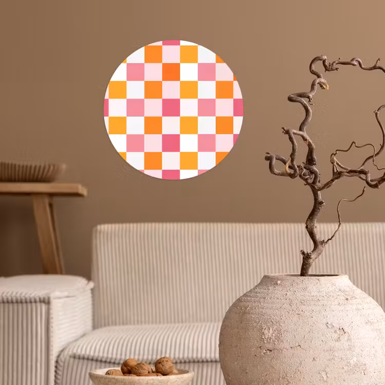 Patroon - Vierkant - Roze Wandcirkel behangsticker klein 186 -sfeer1