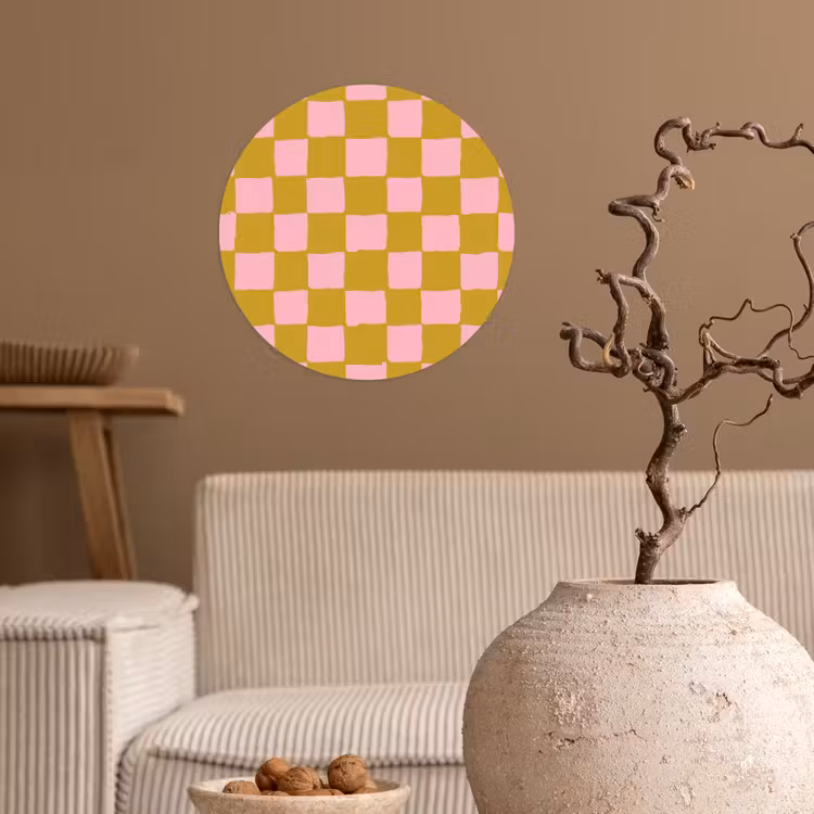 Patroon - Vierkant - Roze Wandcirkel behangsticker klein 186 -sfeer1
