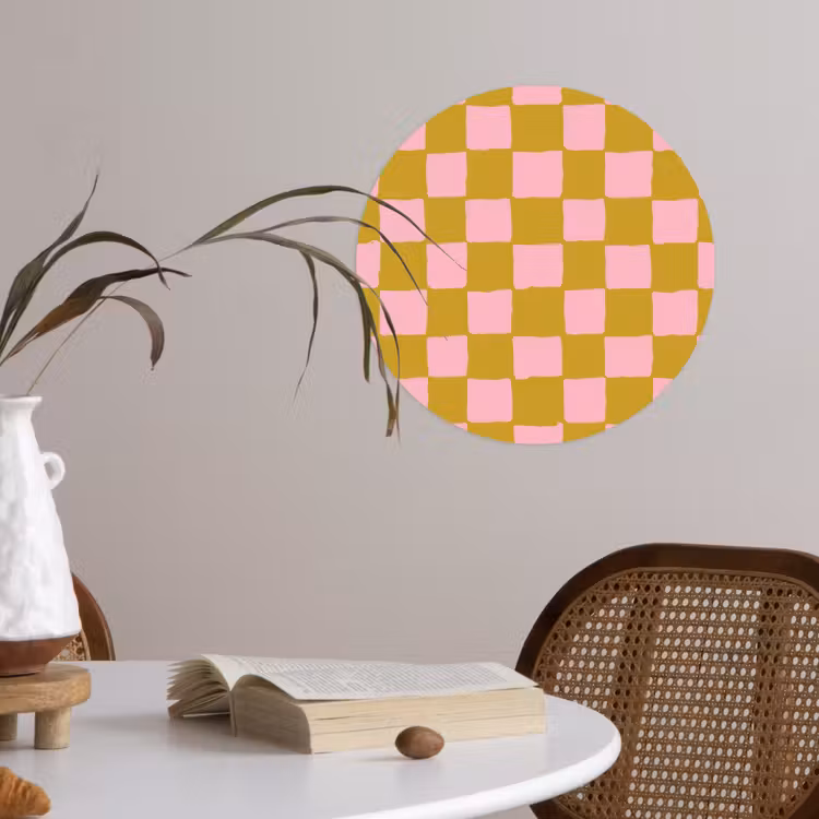 Patroon - Vierkant - Roze Wandcirkel behangsticker klein 186 -sfeer3