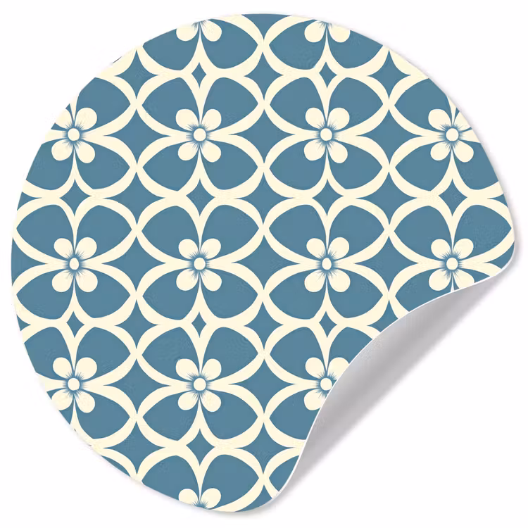 Patroon - Symmetrisch - Blauw Wandcirkel behangsticker klein 186 -3d