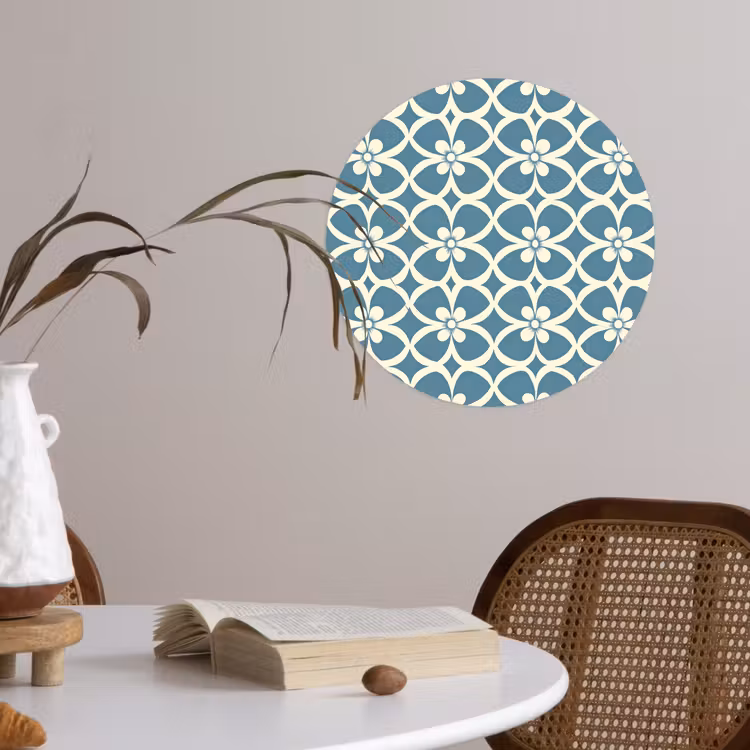 Patroon - Symmetrisch - Blauw Wandcirkel behangsticker klein 186 -sfeer3