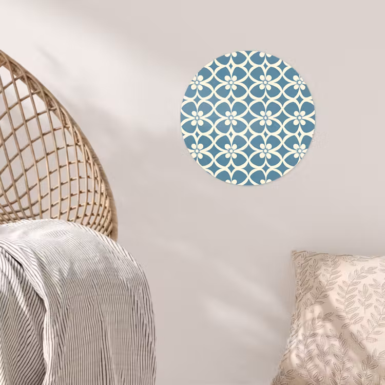 Patroon - Symmetrisch - Blauw Wandcirkel behangsticker klein 186 -sfeer4