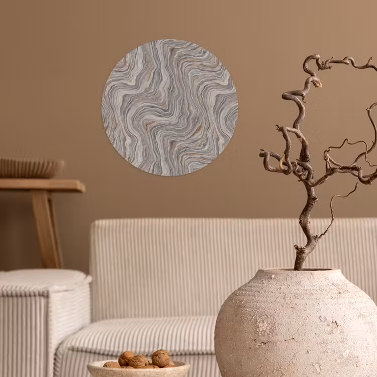 Patroon - Textuur - Grijs Wandcirkel behangsticker klein 186 -sfeer1