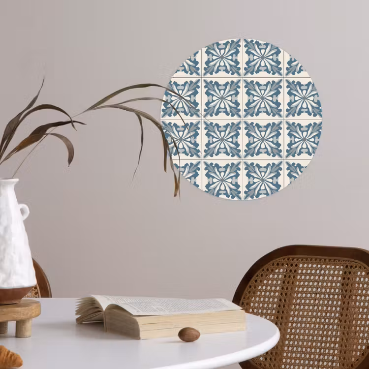 Dessin - Tegel - Blauw Wandcirkel behangsticker klein 186 -sfeer3