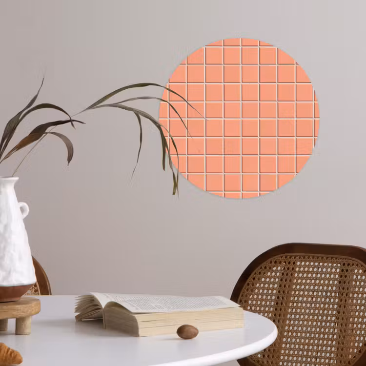 Patroon - Tegels - Perzik Wandcirkel behangsticker klein 186 -sfeer3