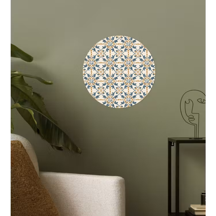 Patroon - Klassiek - Kleurrijk Wandcirkel behangsticker klein 186 -sfeer2
