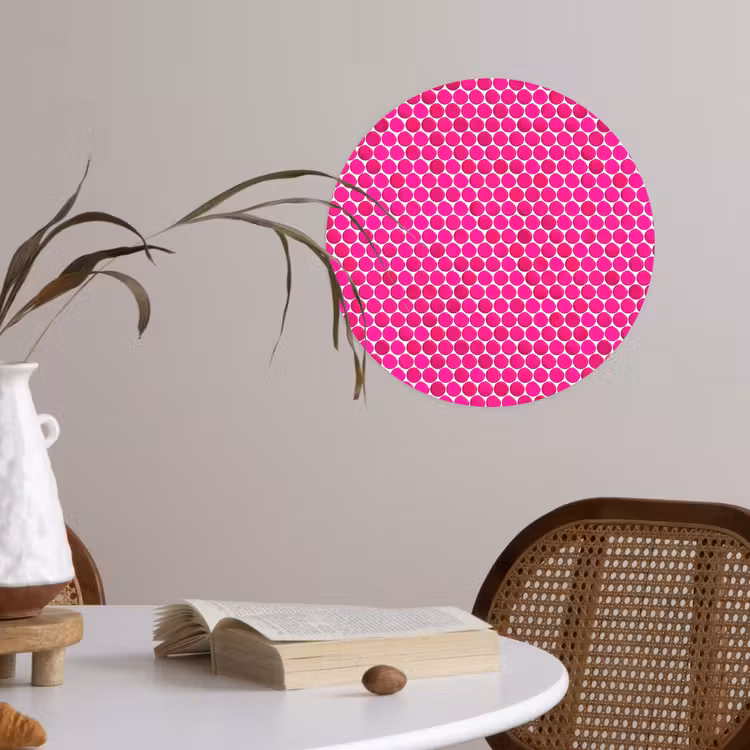 Penny - Mozaïek - Felroze Wandcirkel behangsticker klein 186 -sfeer3