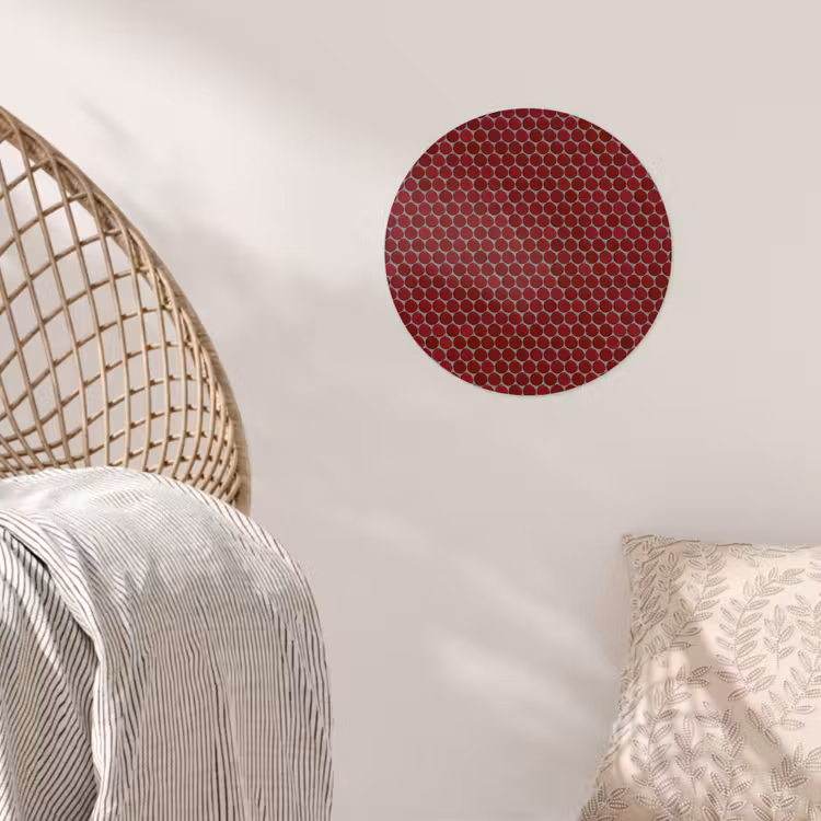 Penny - Mozaïek - Rond - Rood Wandcirkel behangsticker klein 186 -sfeer4