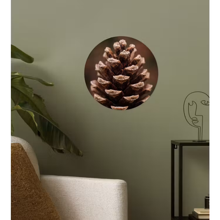Dennenappel - Bos - Herfst - Bruin - Sfeervol Wandcirkel behangsticker klein -sfeer2