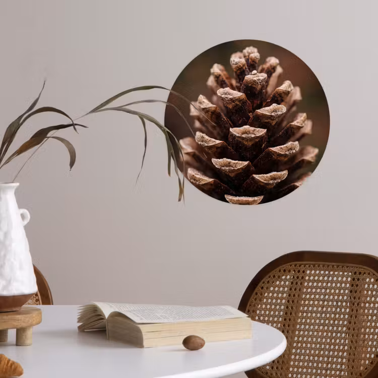 Dennenappel - Bos - Herfst - Bruin - Sfeervol Wandcirkel behangsticker klein -sfeer3