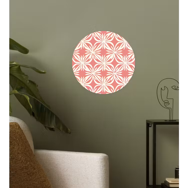 Roze - Bloemenmotief - Wit - Modern Wandcirkel behangsticker klein 186 -sfeer2