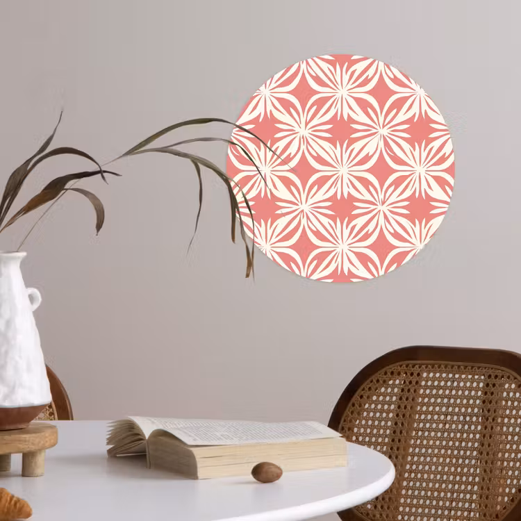 Roze - Bloemenmotief - Wit - Modern Wandcirkel behangsticker klein 186 -sfeer3