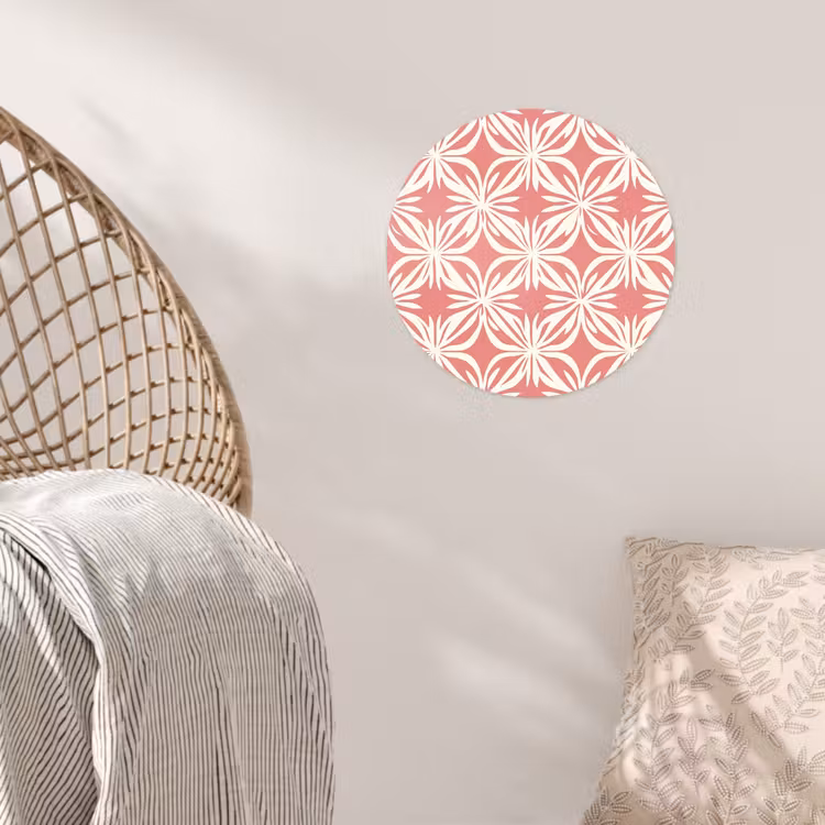 Roze - Bloemenmotief - Wit - Modern Wandcirkel behangsticker klein 186 -sfeer4