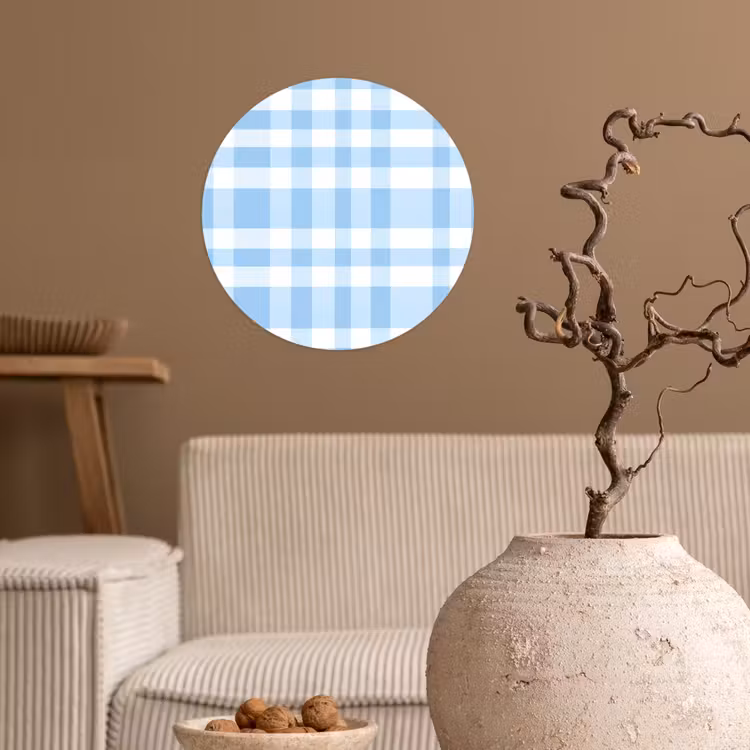 Ruit - Patroon - Blauw Wandcirkel behangsticker klein 186 -sfeer1