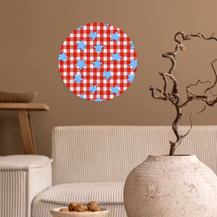 Ruit - Sterren - Rood Wandcirkel behangsticker klein 186 -sfeer1