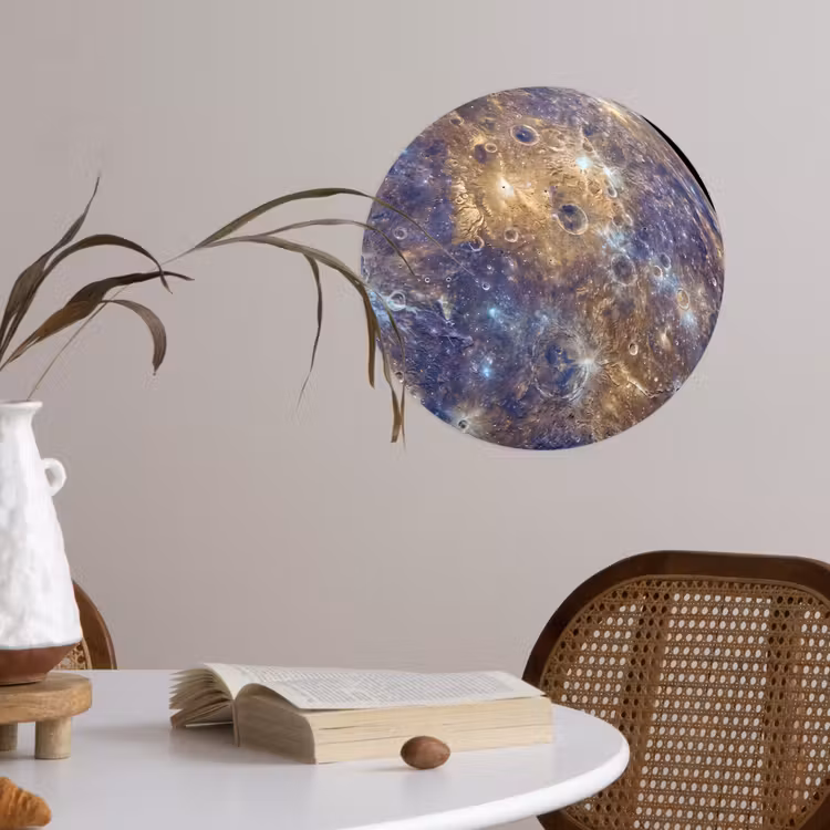 Wallpaper Circle - Planet - Craters - Space - Planeet - Kraters - Ruimte Wandcirkel behangsticker klein