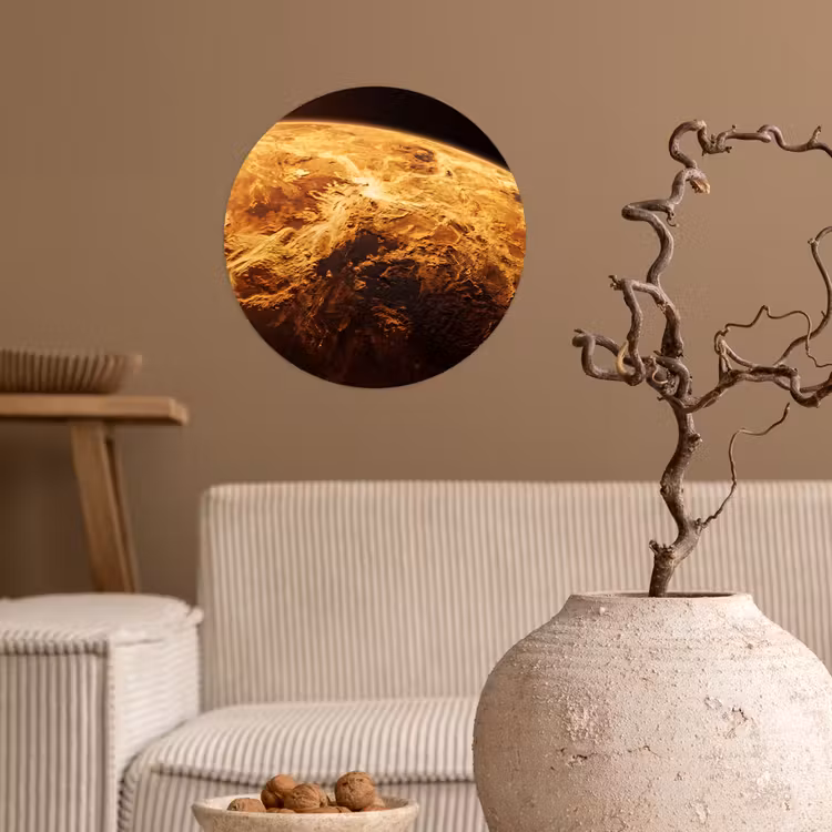 Wallpaper Circle - Planet - Space - Orange - Planeet - Ruimte - Oranje Wandcirkel behangsticker klein