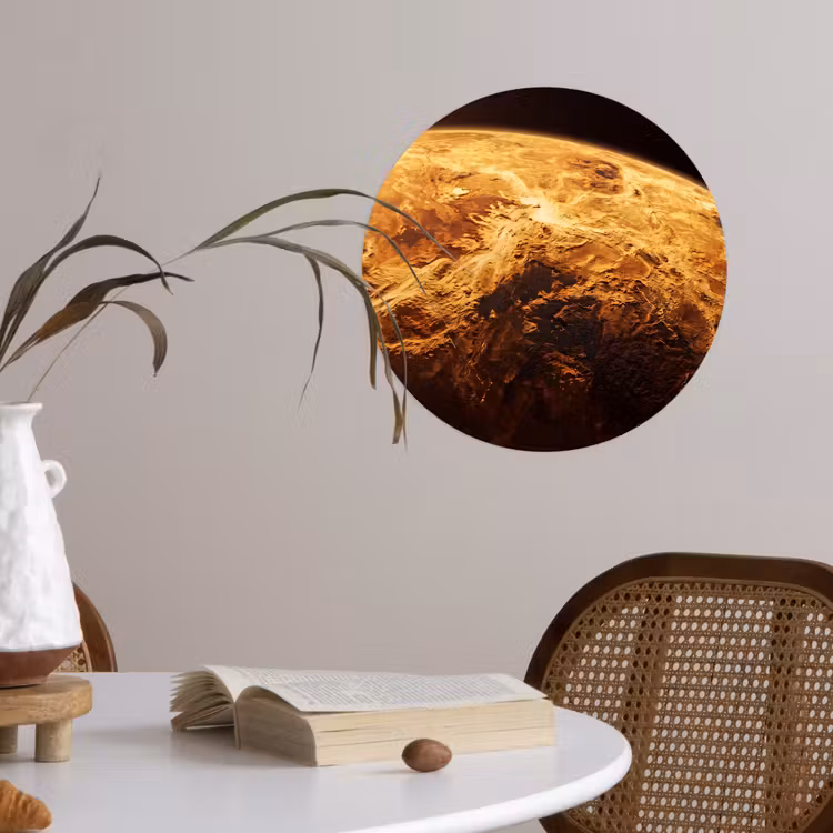 Wallpaper Circle - Planet - Space - Orange - Planeet - Ruimte - Oranje Wandcirkel behangsticker klein