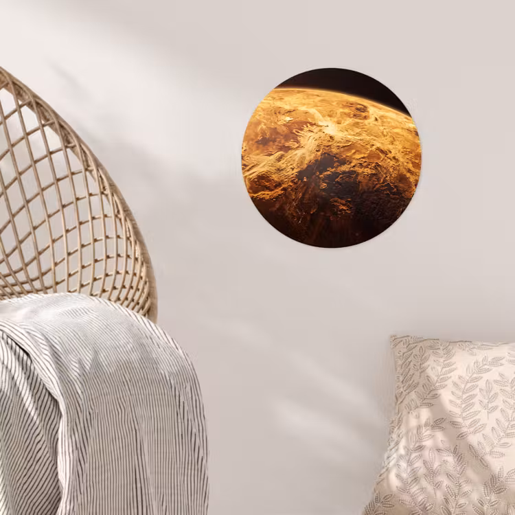 Wallpaper Circle - Planet - Space - Orange - Planeet - Ruimte - Oranje Wandcirkel behangsticker klein