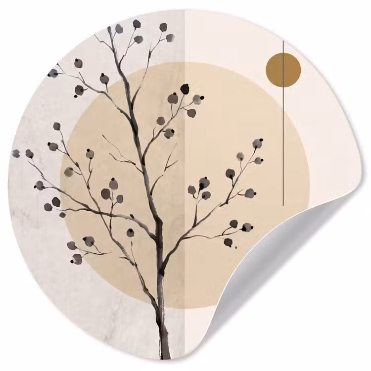 Wallpaper Circle - Plant - Abstract - Beige - Plant - Abstract - Beige Wandcirkel behangsticker klein