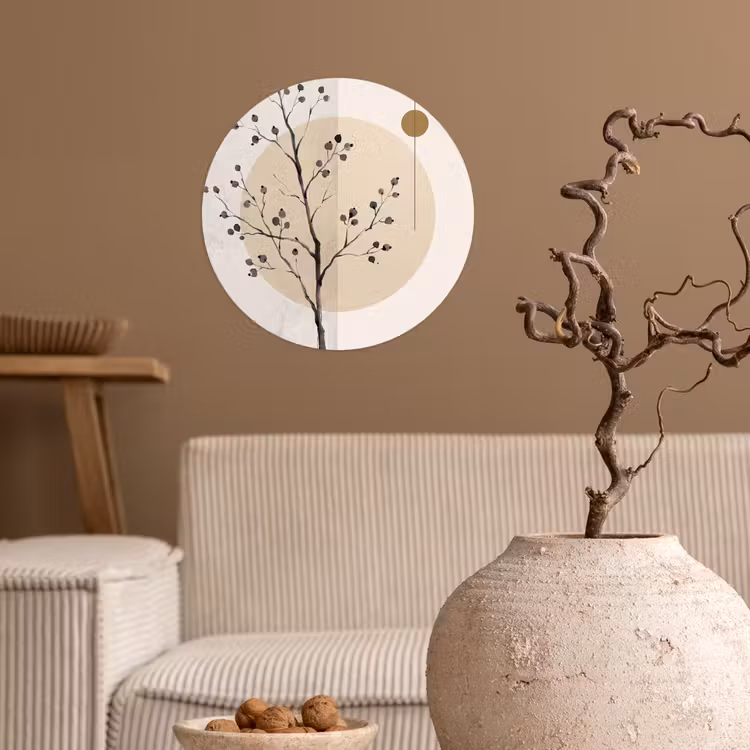 Wallpaper Circle - Plant - Abstract - Beige - Plant - Abstract - Beige Wandcirkel behangsticker klein