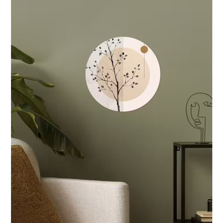 Wallpaper Circle - Plant - Abstract - Beige - Plant - Abstract - Beige Wandcirkel behangsticker klein