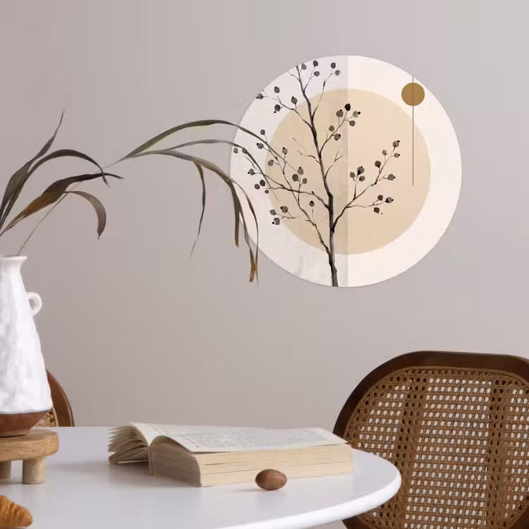 Wallpaper Circle - Plant - Abstract - Beige - Plant - Abstract - Beige Wandcirkel behangsticker klein