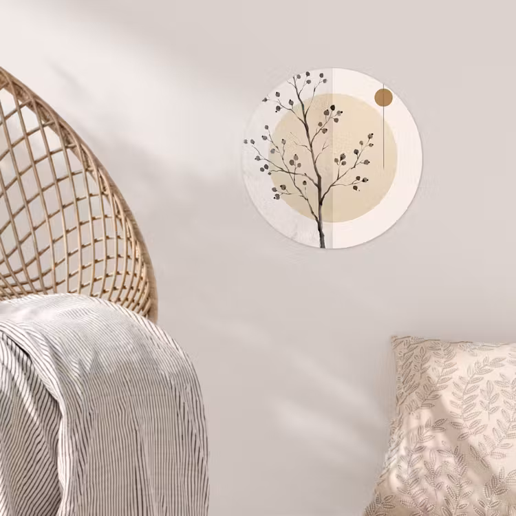 Wallpaper Circle - Plant - Abstract - Beige - Plant - Abstract - Beige Wandcirkel behangsticker klein