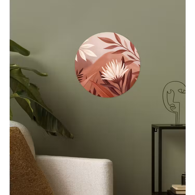 Planten - Bladeren - Botanisch - Modern - Bruin Wandcirkel behangsticker klein -sfeer2