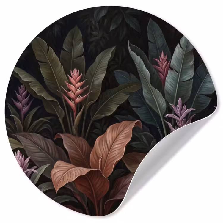 Planten - Tropisch - Jungle - Donker - Natuur Wandcirkel behangsticker klein -3d