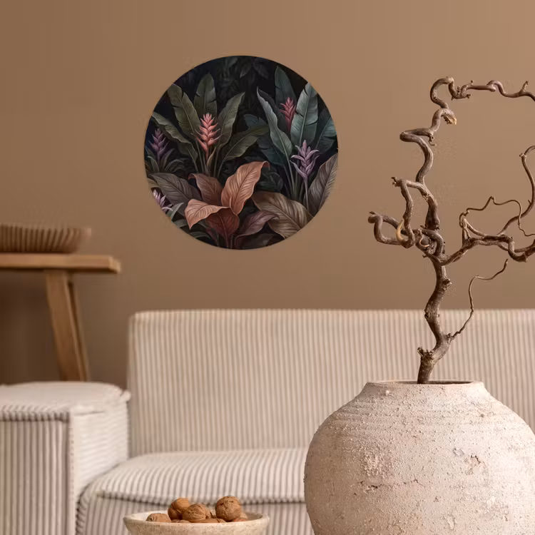 Planten - Tropisch - Jungle - Donker - Natuur Wandcirkel behangsticker klein -sfeer1