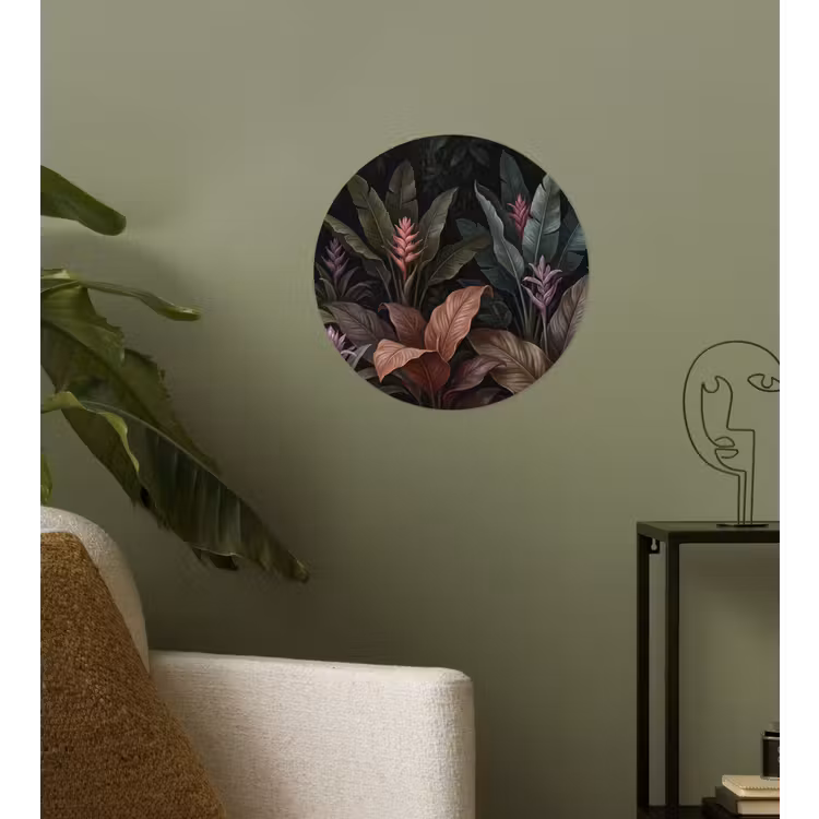 Planten - Tropisch - Jungle - Donker - Natuur Wandcirkel behangsticker klein -sfeer2